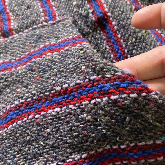 Frank's Textiles Hooded Pullover Poncho Small Gray/Wh/Red Baja Surfer/Skater EUC - Picture 6 of 8